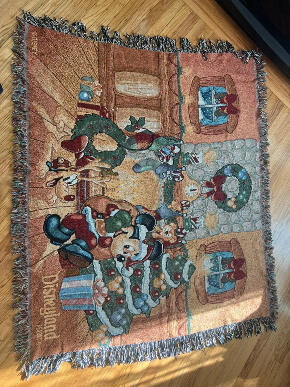 Disneyland Resorts Christmas Tapestry Woven Throw Blanket